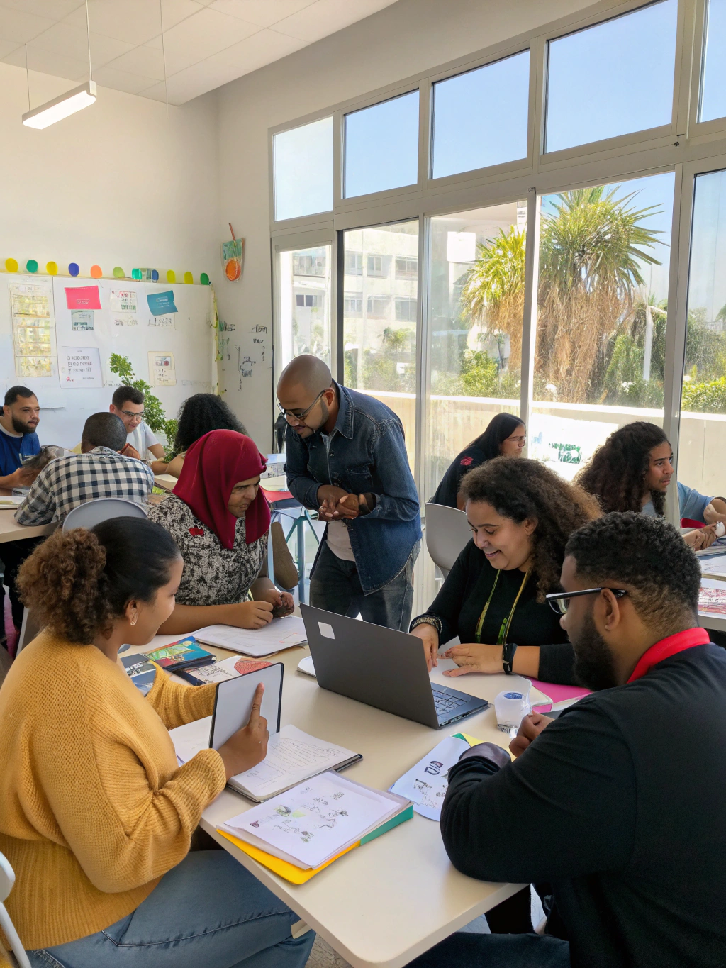 Participants actively working in a simulated business environment