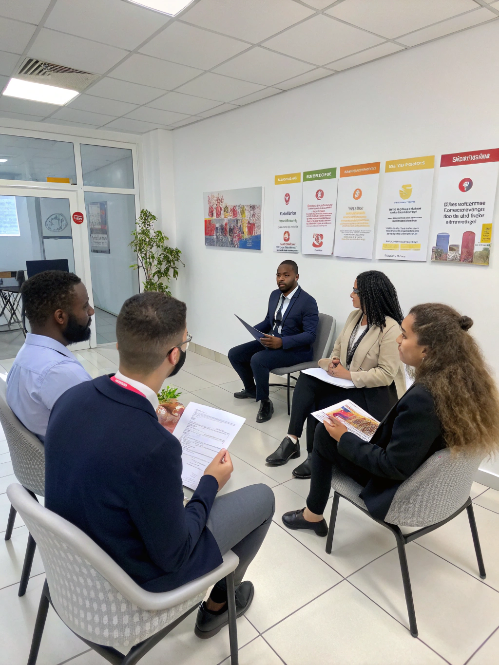 A participant practicing a mock interview with a mentor
