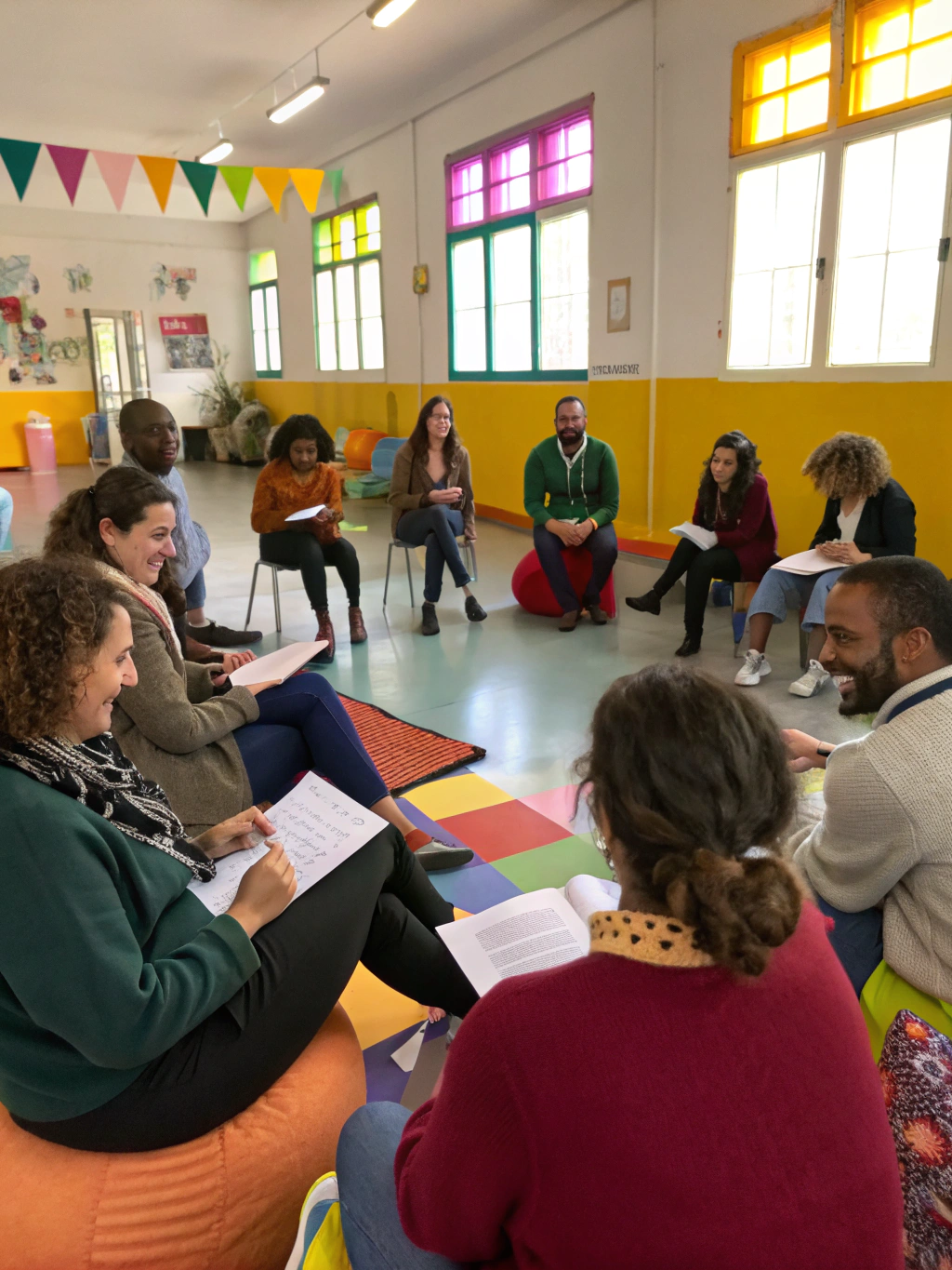 Participants practicing social skills in a community setting